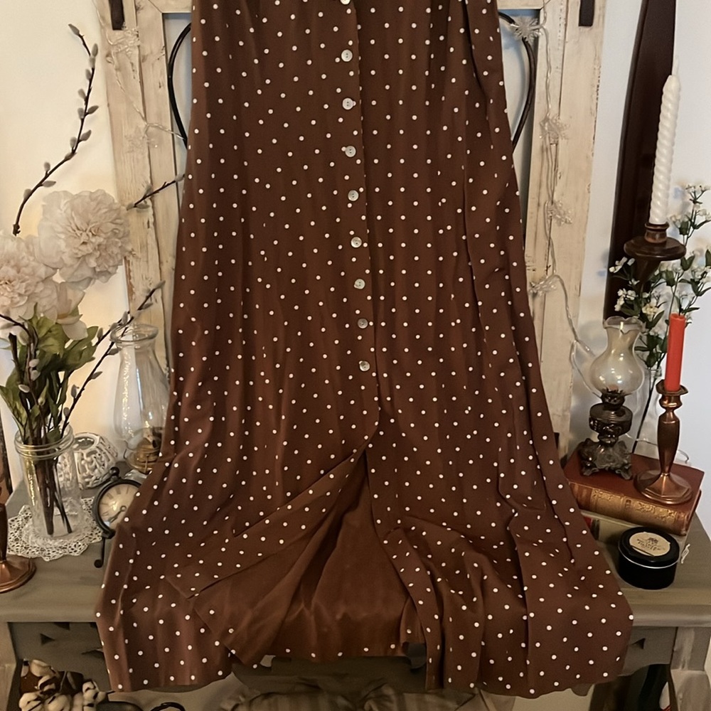 Vintage Brown Polka Dot Dress - Picture 3 of 6